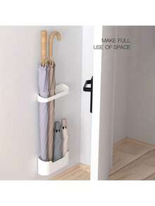 2pcs/Set: No Drill Wall Mounted Umbrella Holder With Drip Tray - Modern Foldable Umbrella Storage Rack - Umbrella Box - View 4