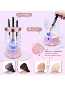 Electric Makeup Brush Cleaner And Dryer, Automatic USB Powered Makeup Brush Cleaning And Drying Tool, 2-In-1 Wash And Dry Makeup Sponge And Brush Holder, Home And Salon Quick Deep Cleaning System With Splash Guard - Multicolor - View 4