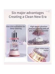 Electric Makeup Brush Cleaner And Dryer, Automatic USB Powered Makeup Brush Cleaning And Drying Tool, 2-In-1 Wash And Dry Makeup Sponge And Brush Holder, Home And Salon Quick Deep Cleaning System With Splash Guard - Multicolor - View 8