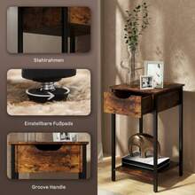 Industrial-Style Side Table/Coffee Table With Steel Frame, Suitable For Living Room Or Bedroom, 40 X 40 X 68 Cm, Rustic Brown - Camel - View 7