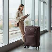 NEW YORK XPRESS Lightweight Water-Resistant Softside Spinner Luggage With Secure TSA Lock,Expandable Design & Organized Interior,Suitable For Long Or Short Travel - 咖啡 - 查看 11
