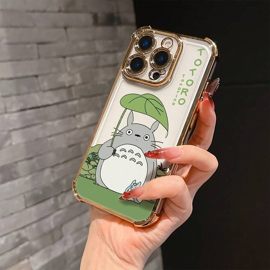 Phone: New Funny Totoros Compatible With 17, 16e, 16, 15, 14, 13, 12, 11,, Pro,,, X, XR, XSMAX, 8, Plus, Anti-Shock, Transparent, Soft Back Cover - 金色 - 查看 1