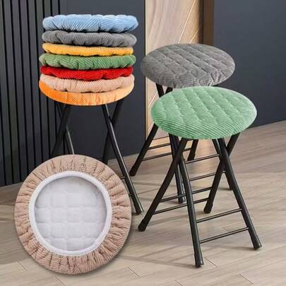 2pcs Round Seat Cushion Covers, Elastic Comfortable Warm Washable For Wooden And Iron Stools, Fits 25cm-30cm, All Season Use, Birthday & Christmas Gift