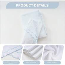 Cotton Scalloped Hand Towels 600 GSM Embroidered Soft Absorbent Decorative Bath Towels Bathroom Hotel Spa Yoga Sport Blue 1-Pack 27 L X 16 P6UB - 藍色 - 查看 2