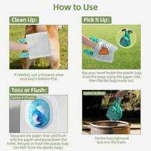 双层狗便袋，内含纸巾 - 50 个装 - 超厚防漏宠物粪便收集袋 - 告别闷热恶心的感觉 - 藍白色 - 查看 2