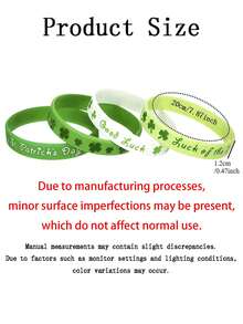 4pcs St. Patrick's Day Silicone Bracelets | Green Shamrock Bracelets Printed With "Lucky" And "Happy St. Patrick's Day" Suitable For Irish Celebration Events And Holiday Gifts | Irish Celebration Accessories | Durable Rubber Bracelets - Multicolor - View 10