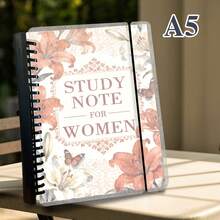 A5,160pages,PP Transparent Loose-Leaf Notebook,Floral Ring-Bound Notebook,Textured Cover,Lily And Gardenia,Loose-Leaf Binding Diary,Travel Journal,Learning,Business,Home,Back To School,Perfect Gift - Multicolor - View 11