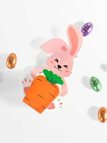 20pcs Easter Gift Box Set, Includes 10 Rabbits + 10 Carrot Boxes, Creative Cute 3D Cartoon Rabbit & Carrot Paper Gift Packaging Boxes, Suitable For Easter, Thanksgiving, Mother's Day, Birthday Gifts And Party Decorations - Multicolor - View 3