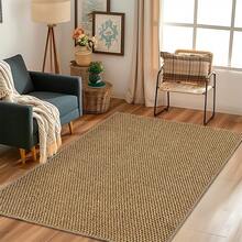 1 PCS Jute-Like  Home Office Rug Non-Slip Stain Resistant Floor Mat For Study Room Bedroom & Living Room Decor Multiple Color And Size Options - màu nâu - Xem 17