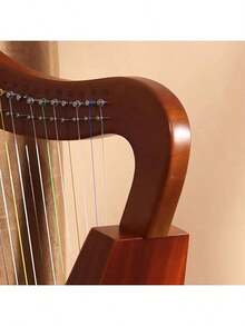 Lyre Harp 15/19 String Natural Wood | Mahogany Beginner Harp With Tuning Key & Carry Bag For Adults - Natural Wood Color - View 3