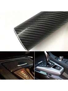 1pc Black Carbon Fiber Vinyl Film - PVC Material, Super Glossy Texture, Bubble Release Design, For Customized Styling - Durable Thin Film Sheet - One Size - View 5