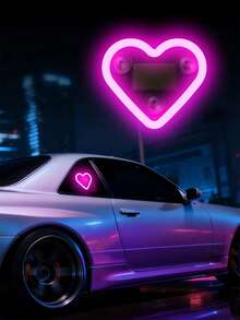 1pc Universal Solar Powered Car LED Window Decor Heart Shaped Neon Light, Car Interior Atmosphere Lamp, Ideal Gift For Lighting Decor, Suitable For Valentine's Day, Christmas, Wedding - Love - View 14