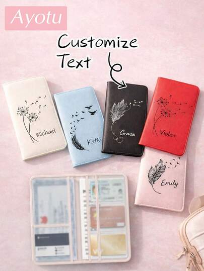 Ayotu Organizador de documentos y pasaporte de viaje personalizado - Patrón único de plumas y dientes de león, elegante y funcional, esencial para viajes, accesorio de viaje unisex, contiene pasaporte, documentos importantes, licencia de conducir, identificación y tarjetas, regalo perfecto para el Día del Padre, Día de la Madre, cumpleaños y amigos