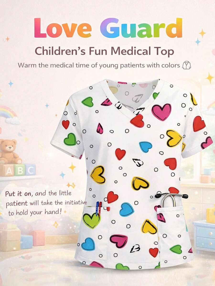 cimmuovere 休闲宽松V领短款多口袋印花工作服上衣 - 彩色 - 查看 1