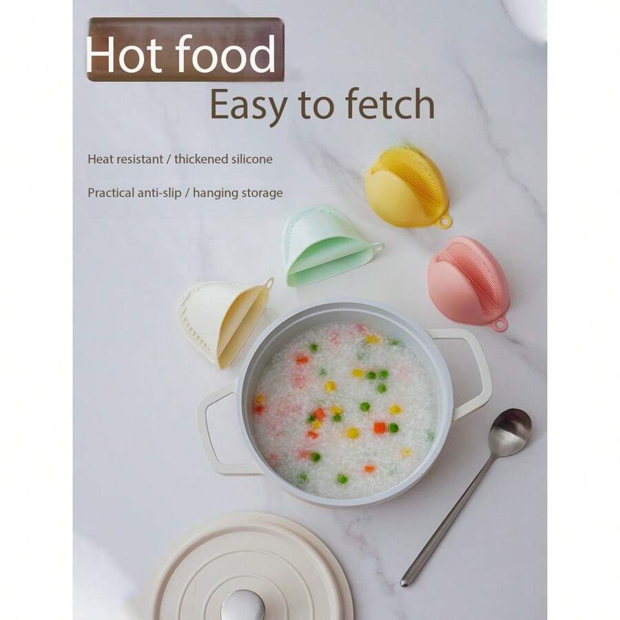 Thickened Heat-Resistant Gloves For Kitchen Use, Designed To Prevent Burns When Handling Microwave Ovens, Air Fryers, And Other High-Temperature Appliances, Made Of Silicone And Resistant To High Temperatures - Multicolor - View 1