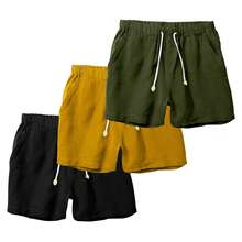 Set Of 3 Premium Linen Shorts For Men - Luxury Beachwear - 黃色 - 查看 1