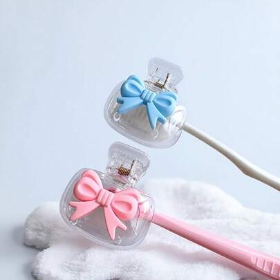 1/2/4PCS Bowknot Toothbrush Head Clips - Cute Transparent Protector With Drainage Holes, Travel-Friendly Bathroom Accessory For Home, Dorm & Hotel Use
