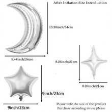 42pcs Set, 2 Silver Moons, 20 10-Inch Silver Pentagram Stars, 20 10-Inch Silver Quadrangular Stars, Aluminum Foil Moon & Star Balloons Suitable For Birthday Parties, Star & Moon Themed Gatherings, Christmas, Birthday Parties, Outer Space & Moon Themed Parties, Friends Gatherings, Holiday Parties, Starry Sky Themed Dreamy Weddings, Romantic Dates, Graduation Celebrations - Silver - View 3