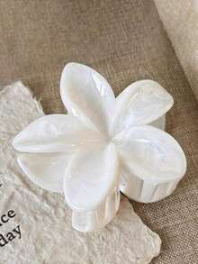 3个/1个女士白色和紫色彩色7.6厘米/2.99英寸花朵大号轻便塑料发夹，时尚百搭高端优雅简约纯色发爪，适合日常外出、休闲、派对、通勤、海滩、度假、发型设计、洗脸、化妆、服装配饰等场合。 - 彩色 - 查看 4