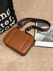 peach tree Men's Box Bag, Crossbody Bag, Shoulder Bag, Small Square Bag, Business PU Waterproof Flap Bag, Wallet, Unisex Business Storage Bag Suitable For Business Trip, Toiletries, Tool Storage, Large Capacity, Keep Items Organized And Easy To Carry, Black Clutch, Briefcase, Office Supplies, Vintage Gift, Gift For Men, Husband - Multicolor - View 11