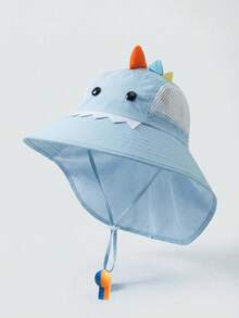 Mũ chống nắng in hình khủng long cho bé sơ sinh/trẻ nhỏ/trẻ em, có dây rút điều chỉnh, mũ tai bèo hai mặt có còi, mũ vành rộng đi biển cho bé trai và bé gái, mùa xuân/hè. - 1PC - Xem 12
