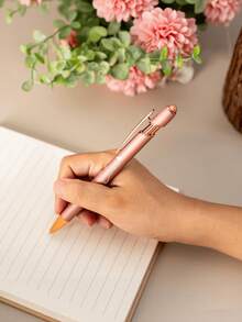 Customized Text LOGO Personalized Luxury Soft Touch Rose Gold Exquisite Custom Rubber Capacitive Ballpoint Pen, Aluminum Barrel Ballpoint Pen, Perfect Gift For Bridesmaids, Women, Students, Teachers, Family And Friends - Multicolor - View 6