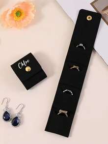 Customizable Foldable Mini Travel Jewelry Bag, Portable Jewelry Organizer Roll, Multi-Compartment Storage Simple Design, For Necklace, Earring And Ring Storage Pouch, Jewelry Small Bag, Suitable For Travel, Daily Use Or Gift - Multicolor - View 6