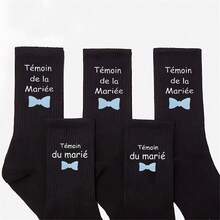 1 Pair Bride To Be/Groom To Be Printed Letter French Bridesmaid/Groomsman Socks, Bachelorette Party Bridal Shower - Multicolor - View 3