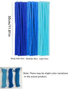 100pcs Premium Soft Flexible Fabric Wig DIY Craft Kit - Assorted Colors. Purple Fluff Handmade Set With 3 Colors, Suitable For Handicraft Decoration And Various Handmade Projects. Twist Stick Set (3 Color Options), Wig Set, Fluffy Sticks, Curved Sticks, Puff Sticks. Suitable For Party Decorations, Gift Packaging And Holiday Handmade Crafts. Large Package, Colorful. - 藍色 - 查看 5