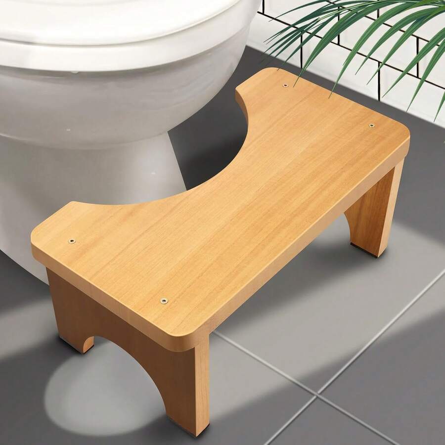 AZEN Toilet Stool Squat Adult, Wood Poop Stool For Bathroom Adults, 7 Inch Height - Mustard Yellow - View 1