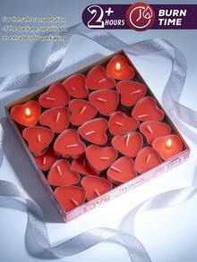 50pcs Red Smokeless Heart-Shaped Candles, White Tea Candles, Dripless And Long-Lasting Mini Heart Candles, Suitable For Room Decor, Dining Table Decor, Home Decor, Suitable For Holidays, Parties, Birthdays, Weddings And Dinners - one-size - View 6