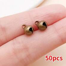 50pcs Vintage Mixed-Metal Mini Bell Charms - Copper Plated 18K Gold, Thick Silvery & Platinum - DIY Jewelry Findings For Bracelets, Necklaces & Christmas Decorations - Multicolor - View 18