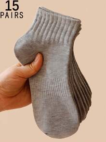 1/5/10/15/20 Paar Damen Einfarbige Taille Raffende Sportliche Atmungsaktive Knöchelsocken - Grau - Übersicht 5