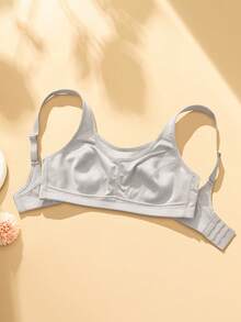 Wingslove Sujetador deportivo de alto impacto para mujer de talla grande, sin alambres y sin relleno, diseño de cobertura total, con tirantes anchos y espalda en forma de U, transpirable y cómodo para correr y hacer ejercicio - Gris - Ver 5