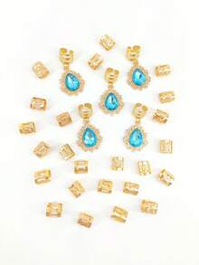 29 piezas de accesorios de lujo para el cabello con incrustaciones de filigrana y rhinestones - Cuentas y adornos para trenzas y clips de cabello DIY - Multicolor - Ver 2