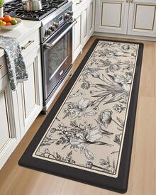 Alfombra de cocina anti-fatiga, Almohadilla de confort en forma de nube para estar de pie, Cojín de piso impermeable y antideslizante para fregadero, lavandería, oficina, Alfombra de espuma de memoria para pisos duros, Decoración del hogar, Regalo del Día de San Valentín - Negro - Ver 12