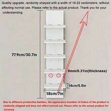 5-Tier 30.7" White Modern Floating Shelves - Heavy Duty Lightweight Plastic Wall Mounted Storage Rack Display Shelf, PVC Material, Easy Installation, Suitable For Small Spaces, Bedroom, Living Room, Bathroom, Office - Minimalist Decor Style - Multicolor - View 14