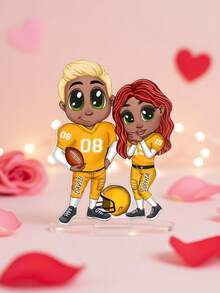 Personalized Photo Couple Acrylic Tabletop Decoration With Custom Name Number Cartoon Football Style Romantic Desk Decor Keepsake Gift For Boyfriend Girlfriend Anniversary Home Display Valentine 2026 Personalized Image Couple Ornament - Multicolor - View 9