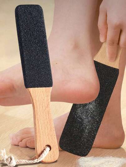 1pc Professional Foot File Double-Sided Callus Remover Wooden Foot Scrubber Tool For Cracked Heels