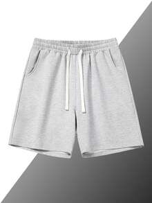 Men's Knit Workout Shorts, Loose Casual Sports Shorts For Running, Jogging, Gym Exercises, Summer - Grey - View 1
