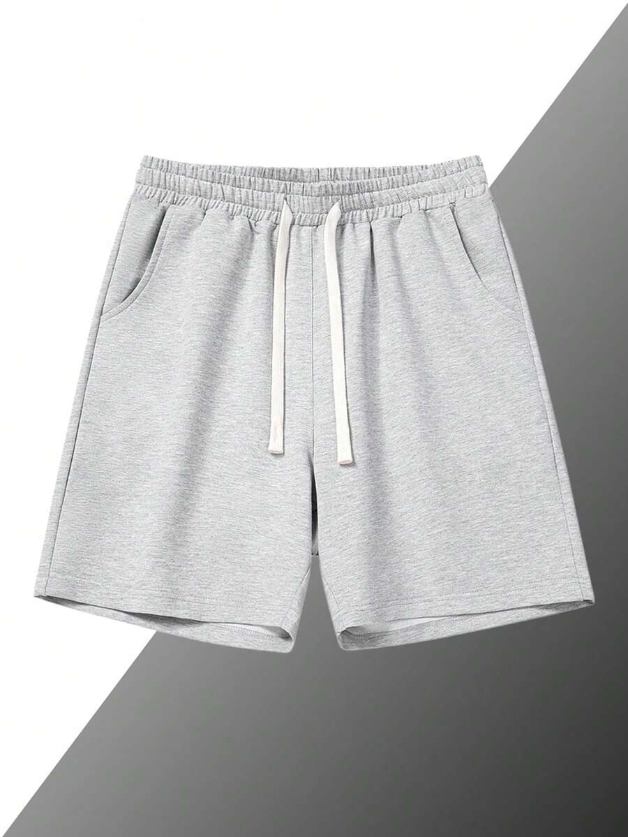 Men's Knit Workout Shorts, Loose Casual Sports Shorts For Running, Jogging, Gym Exercises, Summer - Grey - View 1