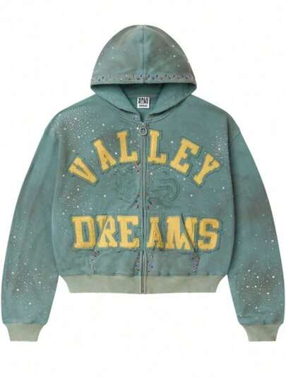 Fashion And Leisure Cross-Border European And American Personalized Street  Brand Y2k Couple Hooded Sweater American Retro Camouflage Printed Zipper Jacket