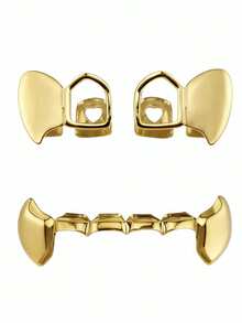 一套时尚女士嘻哈水钻镂空心形和镂空六齿牙套，嘉年华派对配饰，圣诞情侣礼物，男女通用 - 彩色 - 查看 20