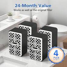 Filtro desodorante THU9476 compatible con TOTO Washlet S300, S350E, C100, C200, 700H, S500E, 700H, cartucho desodorante de alta eficiencia para inodoros de baño, paquete de 4 (no compatible con THU6474) - Negro - Ver 9