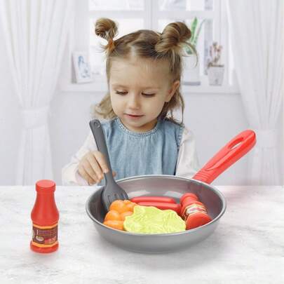 Kids Kitchen Playset, Miniature Realistic Cooking Food Toy Set Including Frying Pan, Eggs, Sausage, Steak And Vegetables, Role Play Kitchen Props To Inspire Imagination And Simulate Cooking And Restaurant Games, Suitable For Boys And Girls, Great For Home Play, Parent-Child Interaction, Birthday Gifts And Daily Entertainment