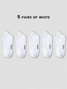 1/2/5双装 时尚耳形字母男女通用休闲篮球袜，毛巾布袜底，透气吸湿，防臭，多功能低帮运动休闲袜 - 彩色 - 查看 50