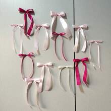 12pcs Different Size Satin Ribbon Bows, Suitable For Wall Decor, Decorative Bows, Party Supplies, Gift Wrapping, Wedding Decor, DIY Accessories, Birthday Decor, Party Backdrop, Gift Decoration, Hair Clips And Headbands, Valentine's Day Decor - Pink - View 9