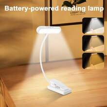 Yogle Luz de lectura recargable mini LED de 3 colores y 5 niveles de brillo, alimentada por batería, lámpara de mesita de noche con clip flexible - Multicolor - Ver 6