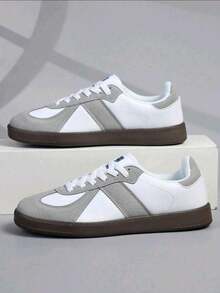 Giày thể thao đế bằng buộc dây unisex, giày thể thao đa năng dành cho học sinh, tập luyện thể dục trong nhà. - Xám - Xem 9