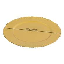 100 Pcs Antique Charger Plates Bulk 13 Inch Embossed Rim Plastic Party Dinner Plate Chargers Round Decorative Server Plate For Wedding Party Event Tableware (100pcs) - 金色 - 查看 2